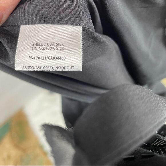 Eileen Fisher Black Beaded Silk Cami Midi Dress - Picture 8 of 10